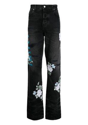 AMIRI floral-print straight-leg jeans - Black