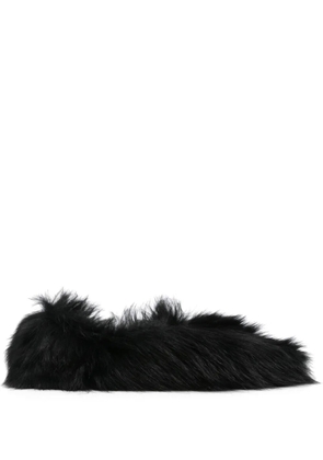 Jil Sander faux-fur ballerina shoes - Black