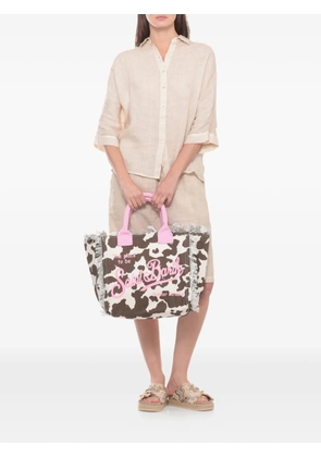 MC2 Saint Barth large Vanity cow-print frayed tote bag - Brown