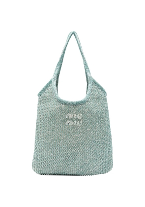 Miu Miu sequin-embellished crochet shoulder bag - Blue