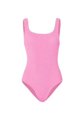 Hunza G crinkle-effect square-neck swimsuit - Pink