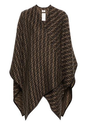FENDI FF-jacquard poncho - Brown