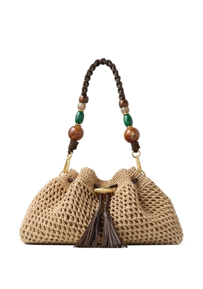 Jimmy Choo Cinch beaded shoulder bag - Neutrals