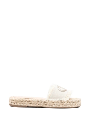LIU JO Paros logo-plaque frayed espadrilles - Neutrals