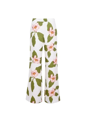 Cara Cara Sunflower floral-print trousers - White