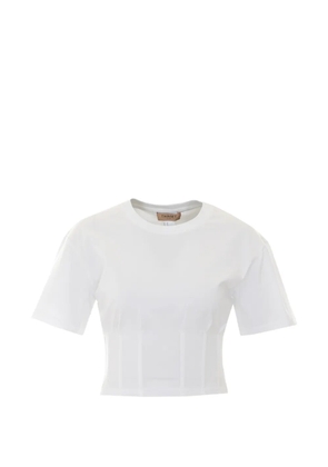 TWINSET crew neck bustier-detail T-shirt - White