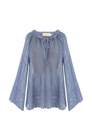 Cecilia Prado crochet-knit ruffled blouse - Blue