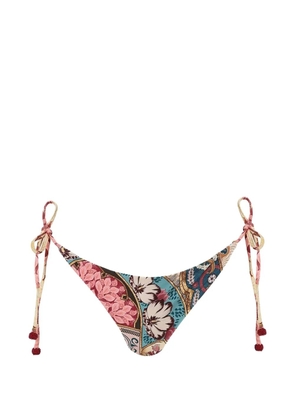Agua Bendita Tammy floral-print side-tie bikini bottoms - Neutrals