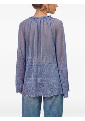 Cecilia Prado crochet-knit ruffled blouse - Blue
