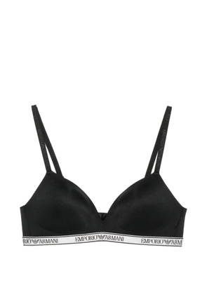 Emporio Armani logo-tape triangle bra - Black