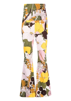 La DoubleJ floral-print flared trousers - Pink