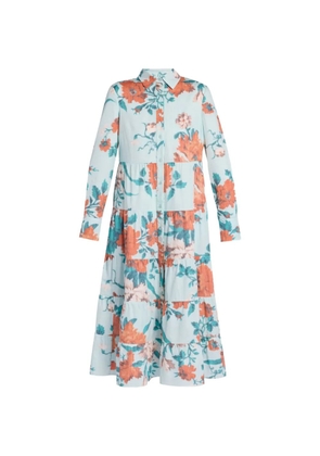 ERDEM floral-print tiered dress - Blue