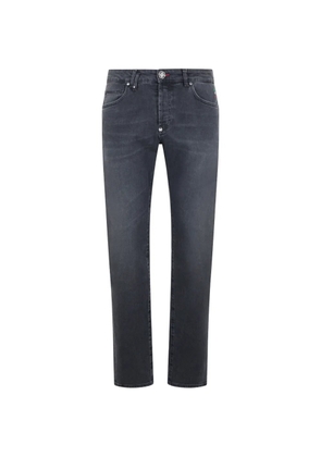 Philipp Plein logo-plaque faded jeans - Black