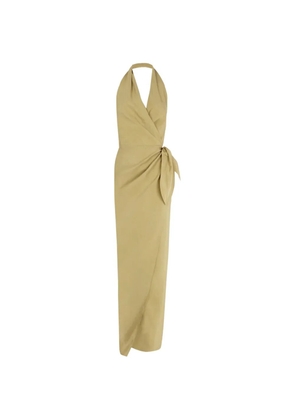 Cortana Mona halterneck wrap maxi dress - Neutrals