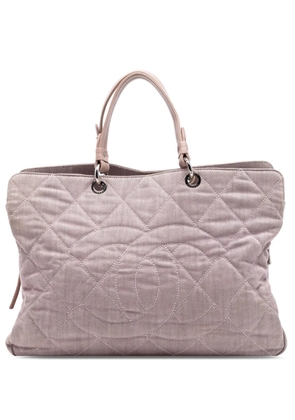 CHANEL Pre-Owned 2008-2009 Large CC Quilted Denim tote bag - Pink