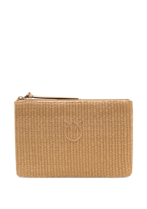 PINKO Love Birds woven clutch bag - Neutrals