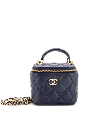 CHANEL Pre-Owned Classic Top Handle Vanity Case with Chain Quilted Lambskin Mini crossbody bag - Blue
