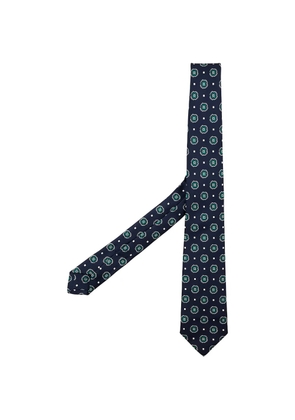 Kiton geometric-print silk tie - Blue