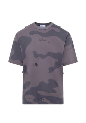 Stone Island camouflage-print logo-print T-shirt - Grey