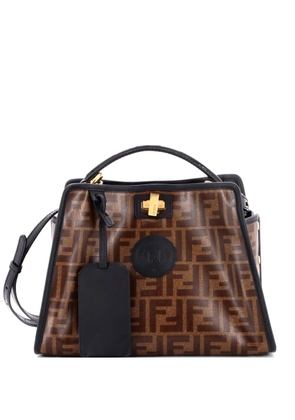 Fendi Pre-Owned Peekaboo Defender Bag Zucca Coated Canvas and Patent Mini satchel - Brown