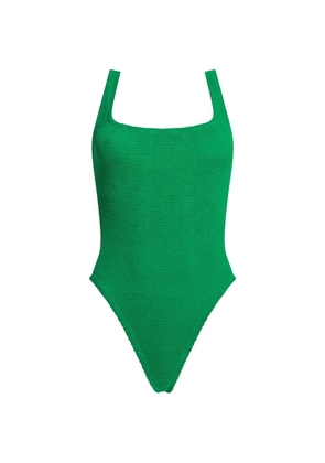 Hunza G crinkle-effect square-neck swimsuit - Green