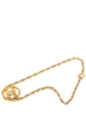 CHANEL Pre-Owned 1970-1980 CC Gold Plated Round Pendant Necklace costume necklace
