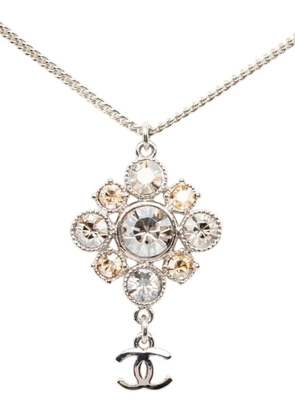 CHANEL Pre-Owned 2012 CC Brass Strass Pendant Necklace costume necklace - Silver