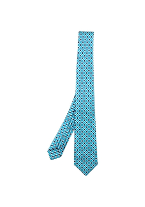 Kiton geometric-pattern silk tie - Blue