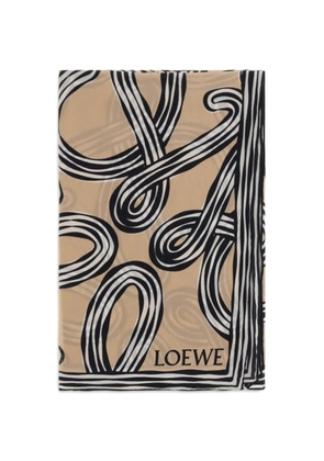 LOEWE Anagram-print silk scarf - Neutrals