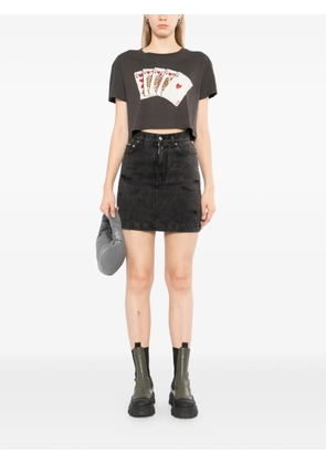 Melt graphic-print cropped T-shirt - Grey