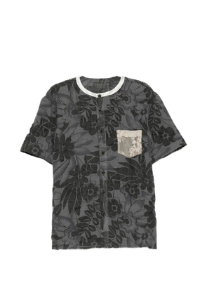 COMMUNS floral-print collarless shirt - Grey