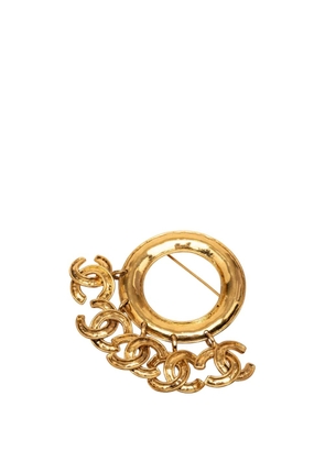 CHANEL Pre-Owned 1994 CC Gold Plated Five Charm Ring Brooch costume brooch