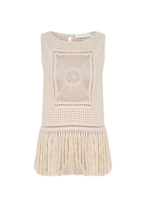 ZIMMERMANN Indra fringe-trim tank top - Neutrals