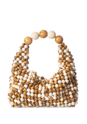 0711 Jodie beaded tote bag - Brown
