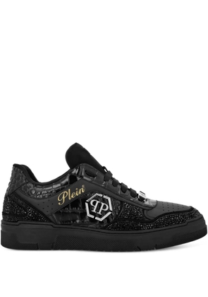 Philipp Plein crystal-embellished leather sneakers - Black