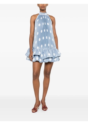 L'IDÉE Soleil polka-dot pleated mini dress - Blue