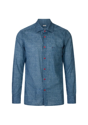 Kiton patterned-print button-up shirt - Blue