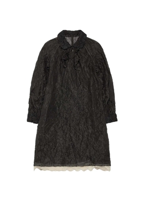Renli Su crinkled lace-trim midi dress - Black