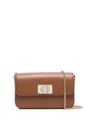 Furla logo-plaque satchel bag - Brown