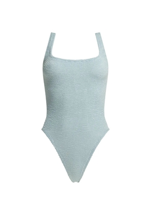 Hunza G crinkle-effect square-neck swimsuit - Blue
