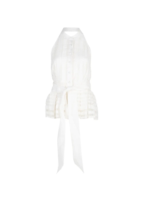 Christy Lynn Nash ladder-stitch peplum blouse - White