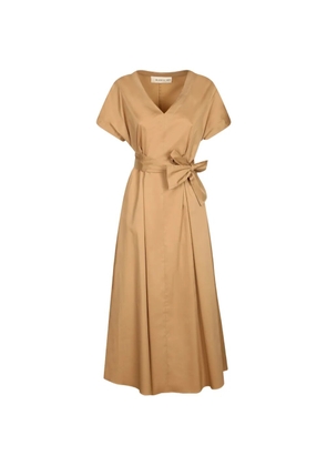 Blanca Vita belted V-neck midi dress - Brown