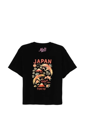 Melt graphic-print round neck T-shirt - Black