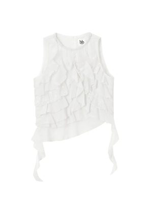 b+ab ruffled lace-trim blouse - White
