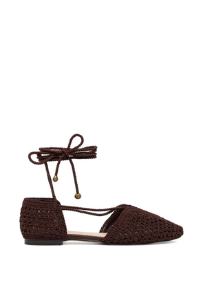 TWINSET crochet-knit lace-up flat pumps - Brown
