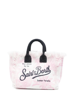 MC2 Saint Barth mini Vanity palm-tree frayed tote bag - White