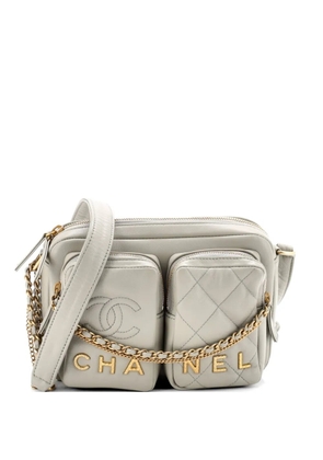 CHANEL Pre-Owned Logo Twin Pockets Chain Camera Case Quilted Calfskin Small shoulder bag - Grey