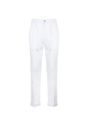 Philipp Plein drawstring-waist linen trousers - White