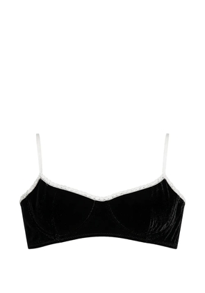 Prada lace-trim velvet bra - Black