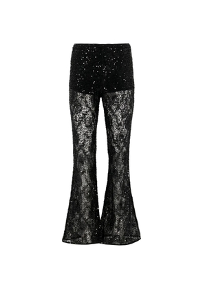 Aknvas Lennon sequin-embellished lace-patterned trousers - Black